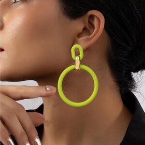 Neon Green Hoop Earrings